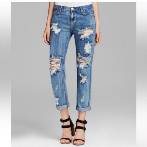 Free People One Teaspoon Awesome Baggies Jeans Boyfriend Distressed straight leg - Picture 1 of 16